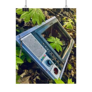 Retro TV with Forest Greenery - Vintage Nature-Inspired Rolled Poster -