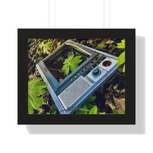 Retro TV with Forest Greenery - Vintage-Inspired Framed Horizontal Poster